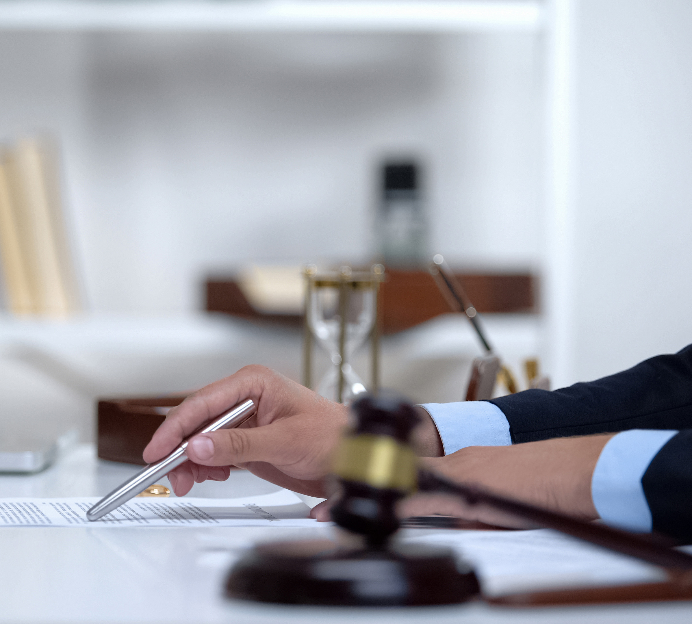 Attorney showing woman where to sign divorce document, legal con